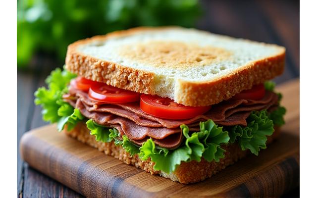 Gourmet sandwich with fresh ingredients